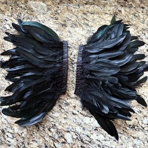 New Black Feathered Costume Wings